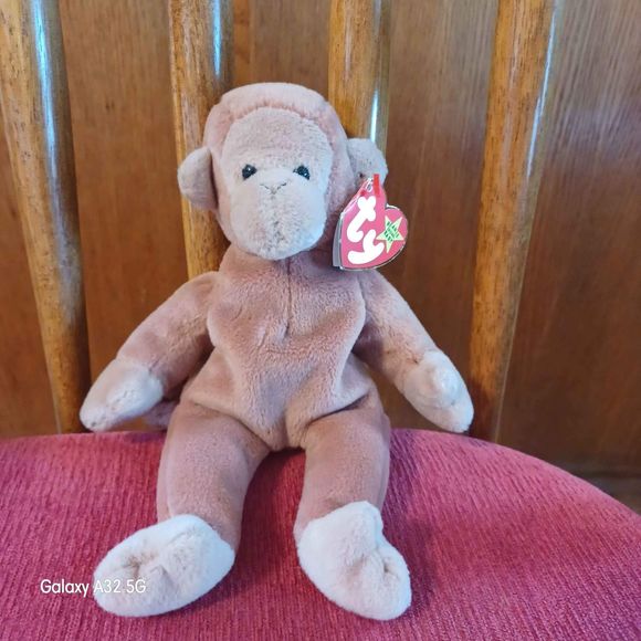 TY Beanie Baby Bongo the brown monkey 4th gen hang tag and third gen. tush tag - Picture 2 of 8